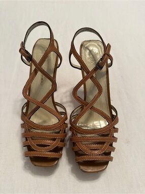 Max Studio Brown Strappy Slingback Sandals